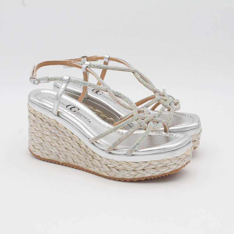 SANDALIA CUÑA PLATA 72003