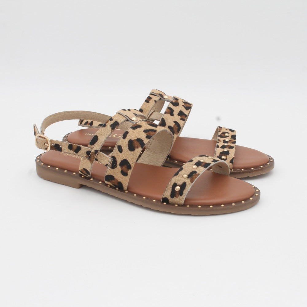 SANDALIA PLANA CAYETANO GIMÉNEZ 62260 LEOPARDO – Zatus Shoe Store